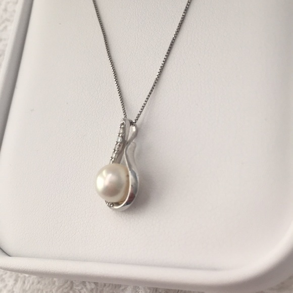 Pearl necklace 14k white gold - Picture 2 of 8